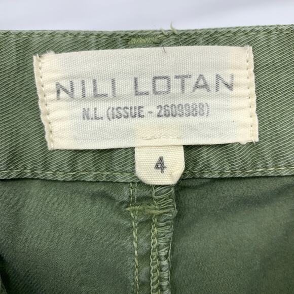 NILI LOTAN Montauk Cropped Cotton-blend Twill Slim-leg Pants Sz 4 Green Raw Hem - Picture 5 of 6